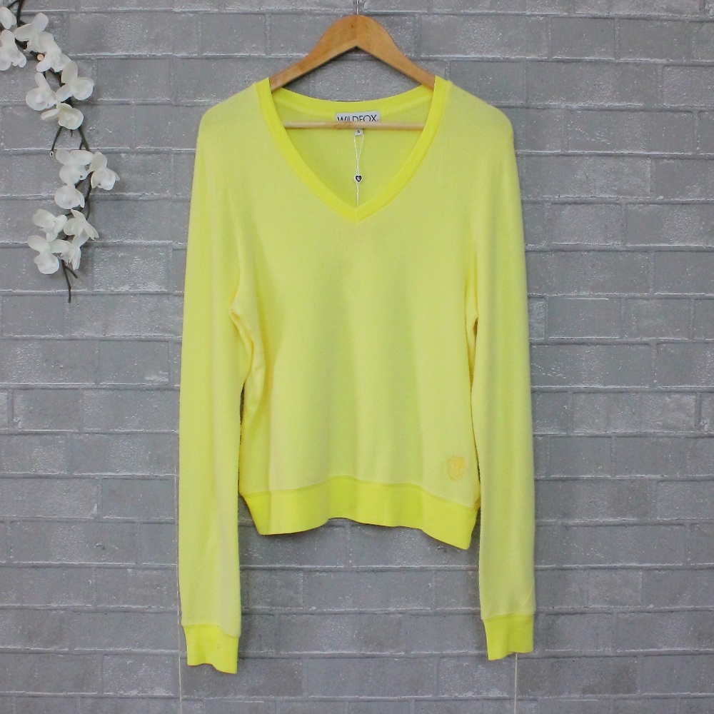 Wildfox Sunlight Yellow V-Neck Baggy Beach Jumper